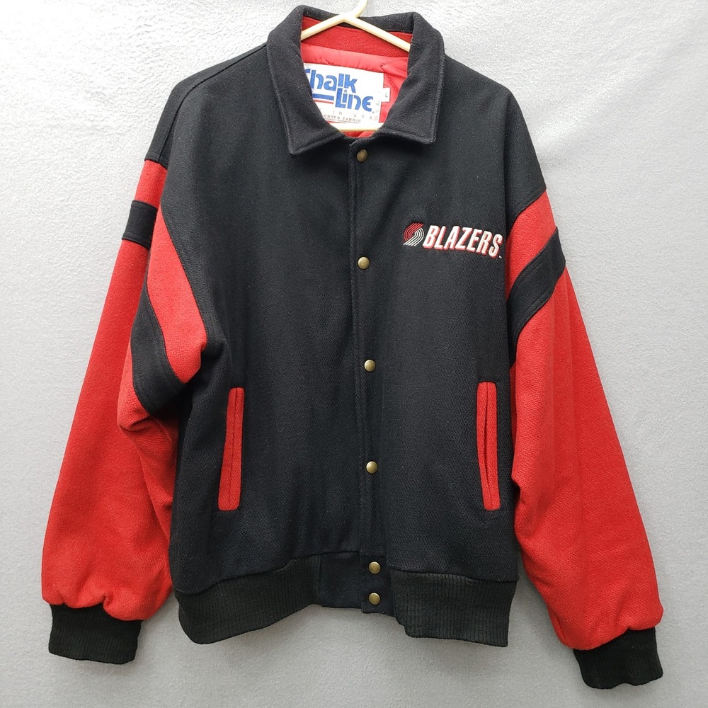 Vintage Chalk Line NBA Portland Trailblazers Wool Bomber Jacket Basketball L